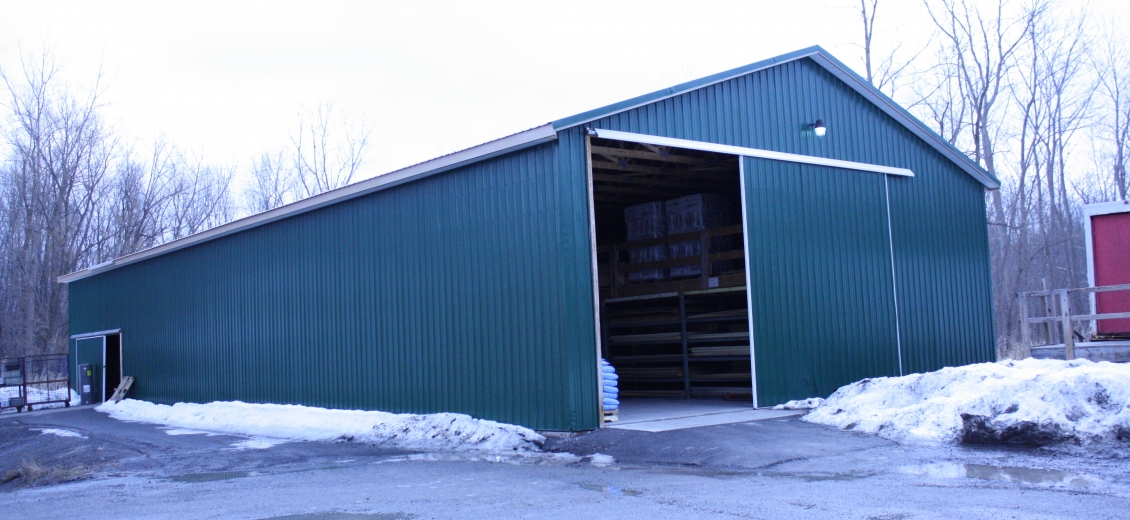 Pole barn with sliding doors